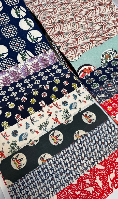 Katazome Cut Sheets Blue decorative craft paper showing detailed design texture and product finish