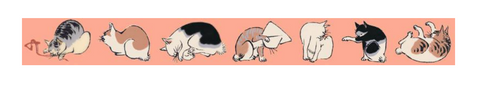 Ukiyoe Washi Tape M-3 Cats Hiroshige features a cats design inspired by Hiroshige woodblock prints. Version 1