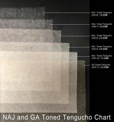 NAJ Toned Hidaka Tengucho Rolls (1.6, 2.0, 3.5, 5.0, 7.3 g/m²)
