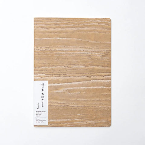 Woodgrain Notebooks by Awagami Factory feature a vintage wood grain pattern transferred onto washi, part of our Japanese notebooks range. Version 1