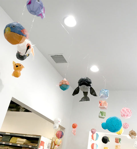 Kamifusen Balloons Monkey is crafted from colorful handmade paper in the kamifusen paper balloon style. Version 3